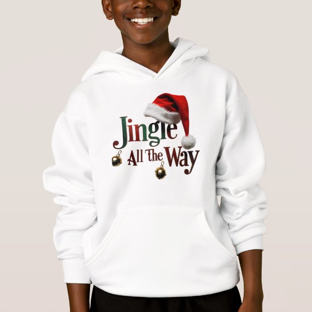 Niedlich "Jingle All The Way" Kids Pullover Hoodie (Vorderseite)
