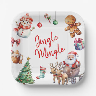 Niedlich Jingle und Mingle Christmas Pappteller