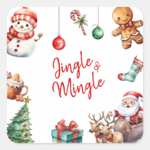 Niedlich Jingle und Mingle Christmas Quadratischer Aufkleber