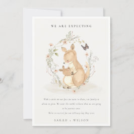 Niedlich Joey Mama Kangaroo Floral Wreath Baby Ankündigung