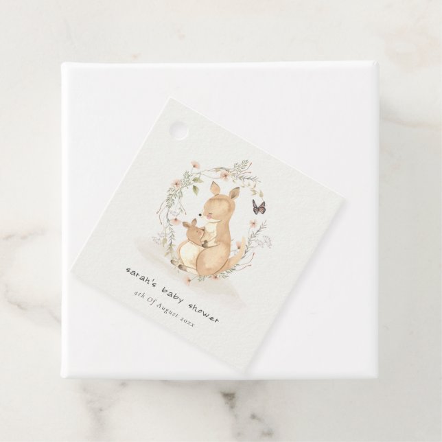 Niedlich Joey Mama Kangaroo Floral Wreath Baby Sho Geschenkanhänger (Beispiel)
