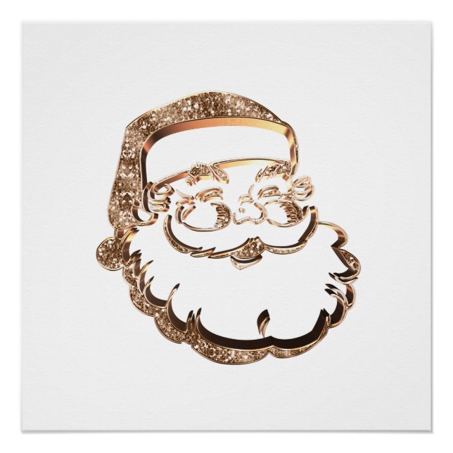 Niedlich Jolly Santa Claus Gold Vater Weihnachten Poster (Vorderseite)