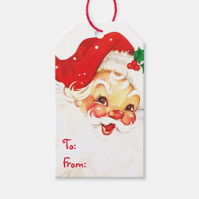 Niedlich & Jolly Santa Claus Von und nach Geschenkanhänger (Vorderseite)