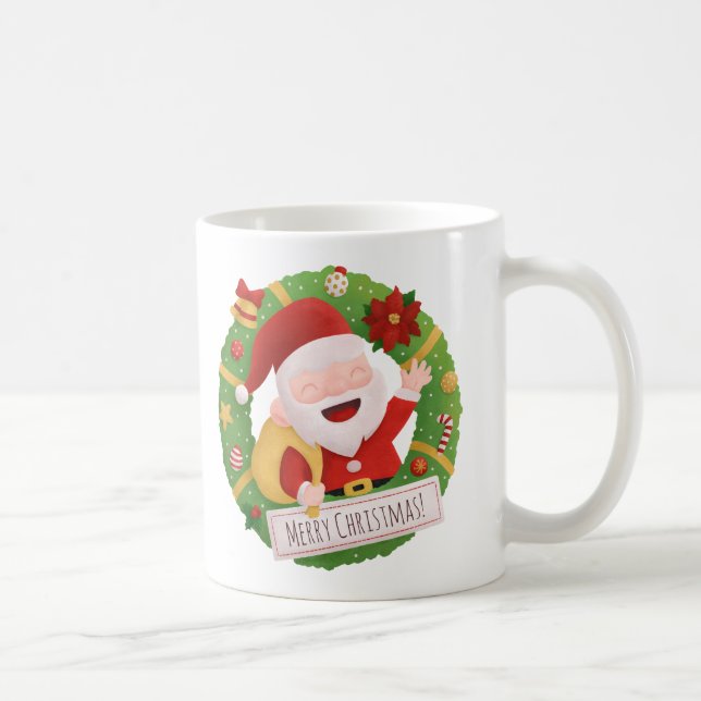 Niedlich Jolly Santa Claus Weihnachtsfeiertag Tass Kaffeetasse (Rechts)