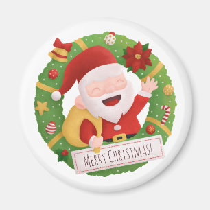 Niedlich Jolly Santa Claus Xmas Wreath Magnet