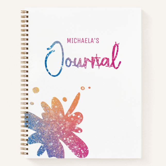 Niedlich Journal Glitzer Spritzer Notebook Notizbuch (Vorderseite)
