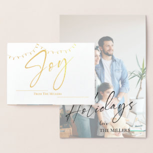 Niedlich Joy Foto Familienname String Light Christ Folienkarte