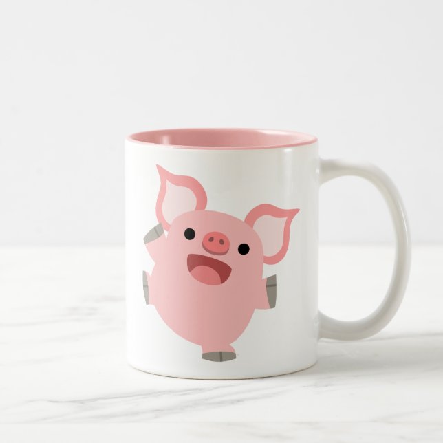 Niedlich Joyous Cartoon Pig Zweifarbige Tasse (Rechts)