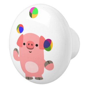 Niedlich Juggling Cartoon Pig Keramikknauf
