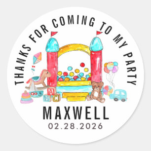 Niedlich Jump Bounce House Kind Danke, Geburtstag Runder Aufkleber