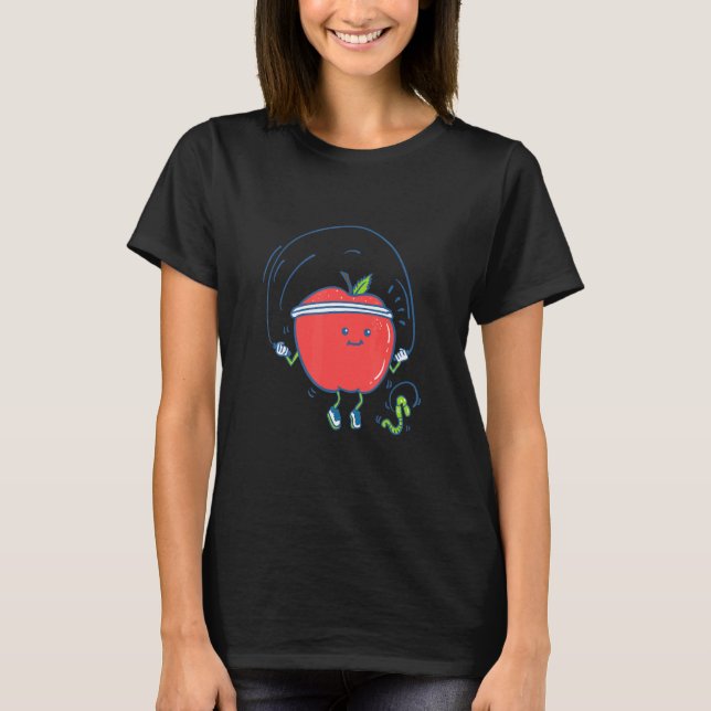 Niedlich Jumping Apple Rope Jumping Workout T-Shirt (Vorderseite)