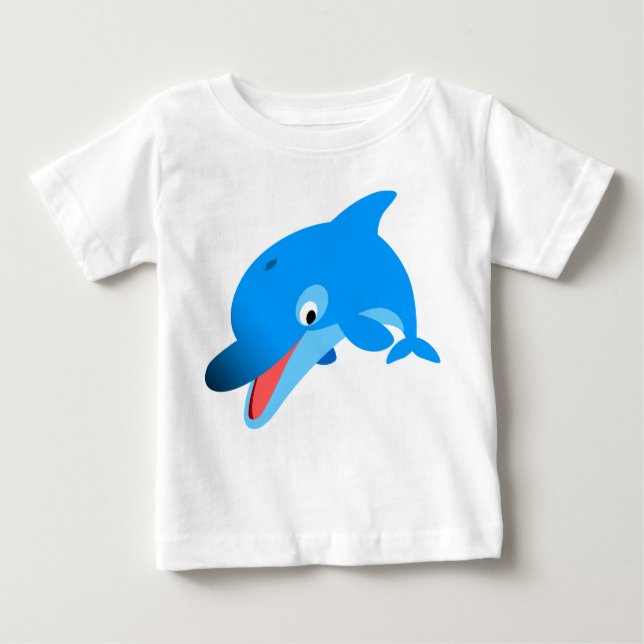 Niedlich Jumping Cartoon Dolphin Baby T - Shirt (Vorderseite)