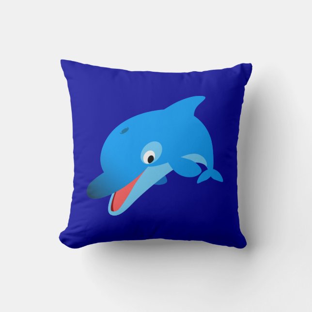 Niedlich Jumping Cartoon Dolphin Pillow Kissen (Vorderseite)