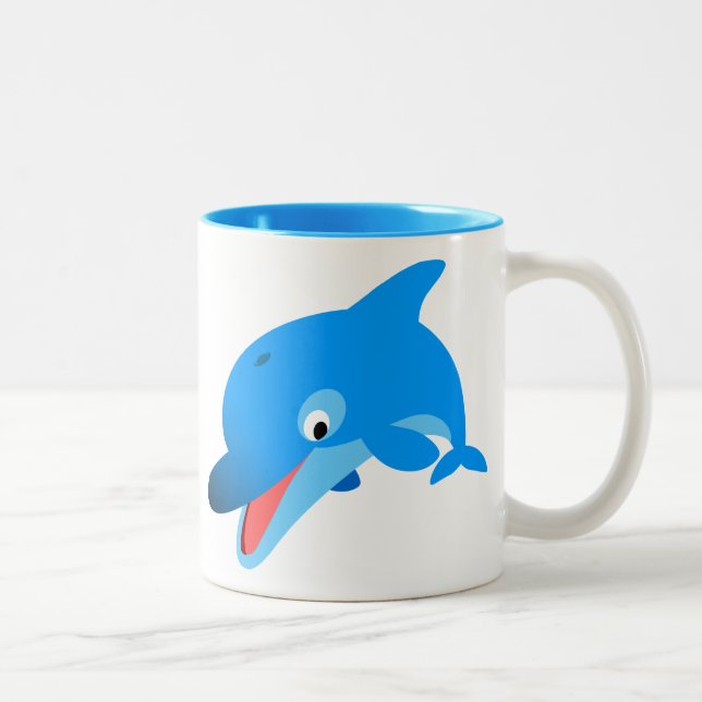 Niedlich Jumping Cartoon Dolphin Tasse (Rechts)