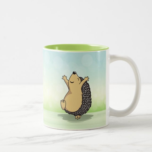 Niedlich Jumping Igel Green Zweifarbige Tasse (Rechts)