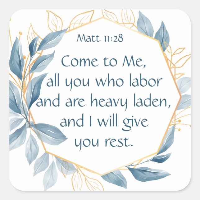 Niedlich Junco Bird, Scripture, Matt 11:28, Erholu Quadratischer Aufkleber (Vorderseite)