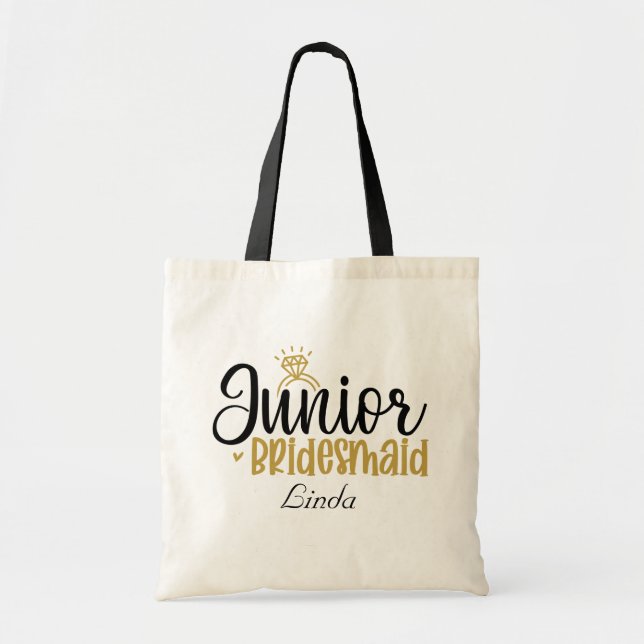 niedlich Junior Bridesmaid fügen Namen Wedding hin Tragetasche (Vorne)