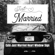 Niedlich Just Married Heart Black Script