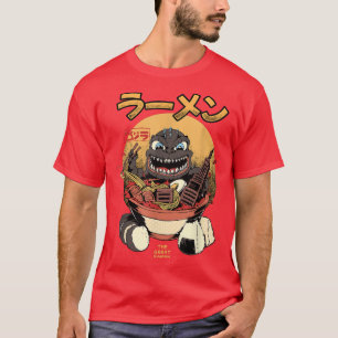 Niedlich Kaiju Monster Eating Ramen Noodles Japan T-Shirt