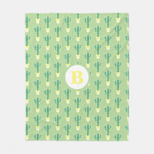 Niedlich Kakti Gelber Kaktus   Monogramm Fleecedecke