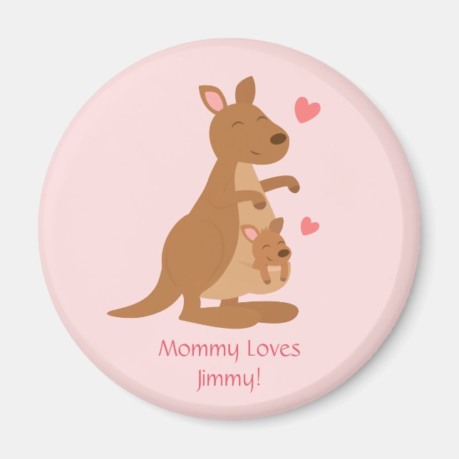 Niedlich Kangaroo Baby Joey Kids Personalisiert Ma Magnet (Vorne)