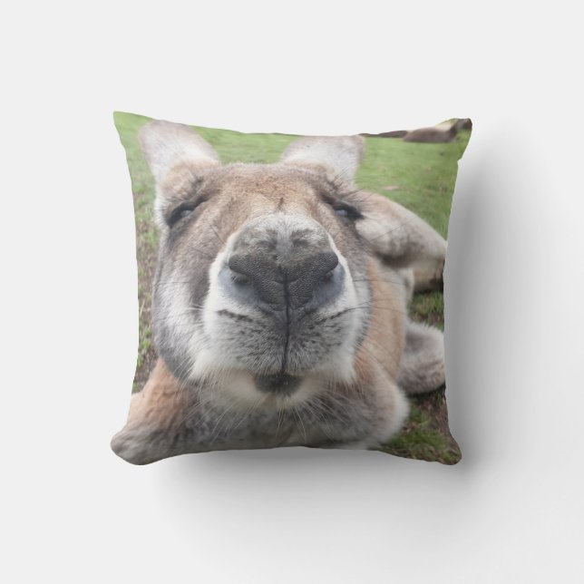 Niedlich Kangaroo Funny Face Australien Wildlife F Kissen (Vorderseite)