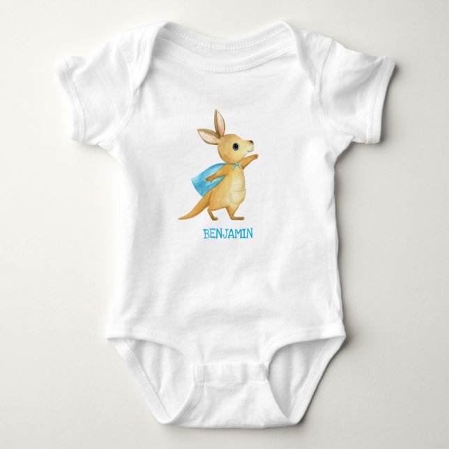 Niedlich Kangaroo - individueller Baby Name Jumpsu Strampler (Vorderseite)