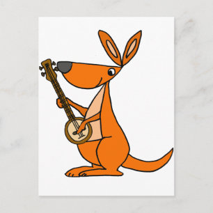 Niedlich Kangaroo Spielen Banjo Cartoon Postkarte