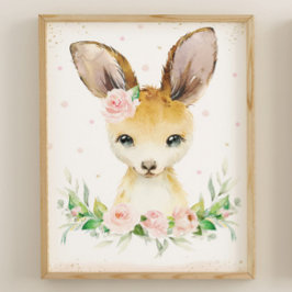 Niedlich Känguru Rosa Blumenwall Poster