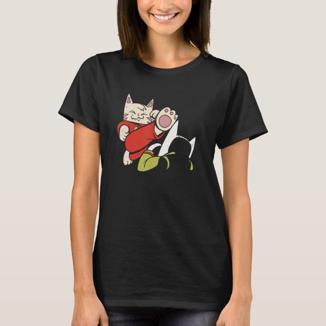 Niedlich Karate Cats T-Shirt (Vorderseite)