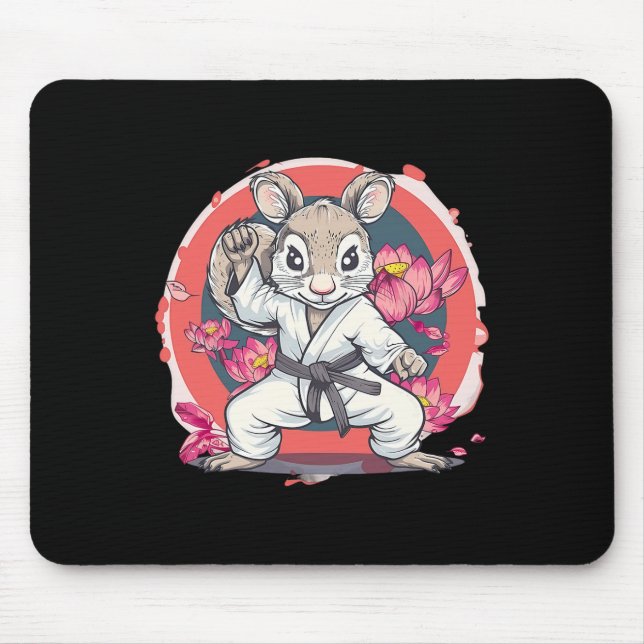 Niedlich Karate Eichhörnchen Lotus Blume Mixed Mar Mousepad (Vorne)