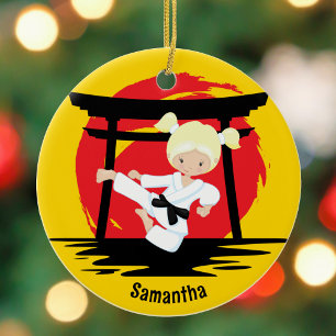 Niedlich Karate Girl Anpassbare Kinder Name Weihna Keramik Ornament
