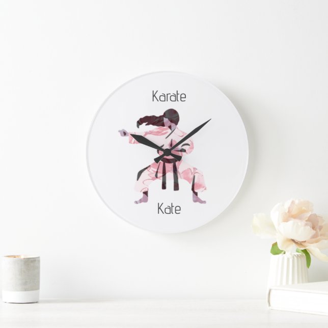 Niedlich Karate Girl Martial Arts Große Wanduhr (Zuhause)