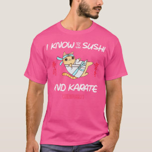 Niedlich Karate Japanese Cat Sushi Koch Funny Kawa T-Shirt
