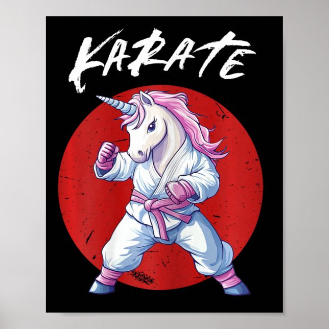 Niedlich Karate Kid Unicorn Frauenkämpfer Poster (Vorne)
