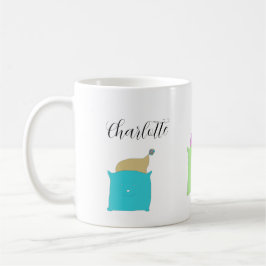Niedlich Katzenkatze Illustration Mit Monogramm Kaffeetasse