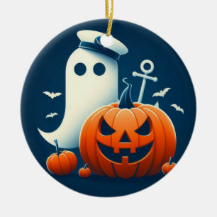 Niedlich, kautisches/kstenförmiges Halloween-Geist Keramik Ornament