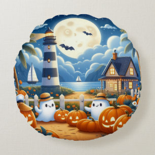 Niedlich, kautisches/kstenförmiges Halloween-Geist Rundes Kissen