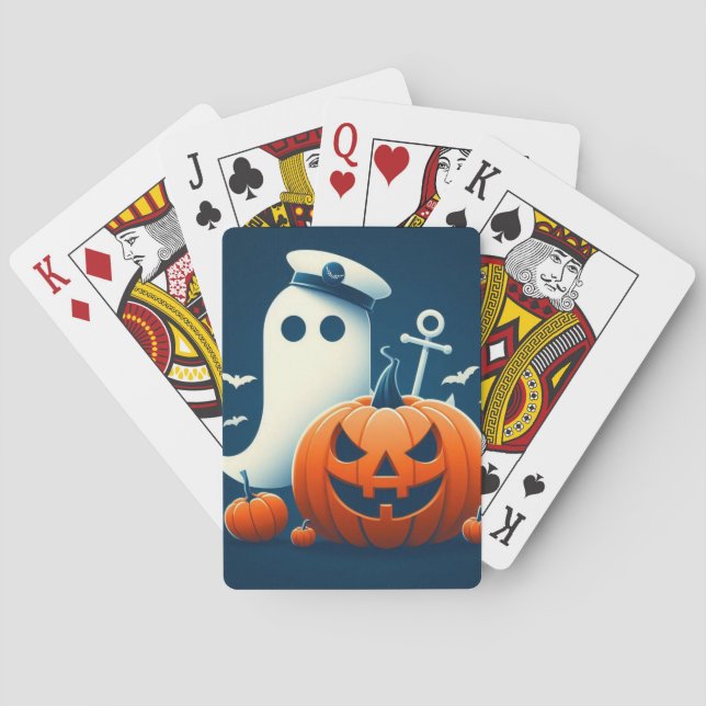 Niedlich, kautisches/kstenförmiges Halloween-Geist Spielkarten (Rückseite)
