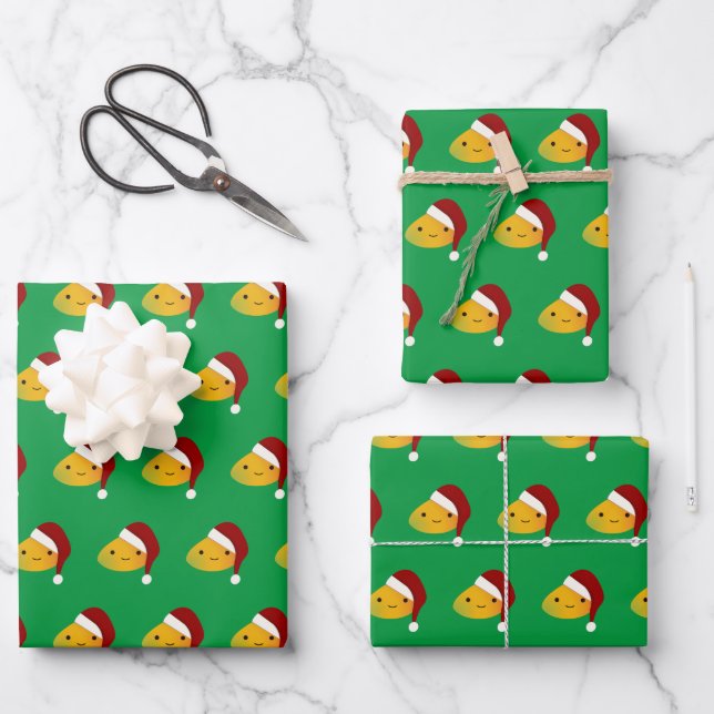 Niedlich Kawai Christmasi Mango Geschenkpapier Set (Vorderseite)