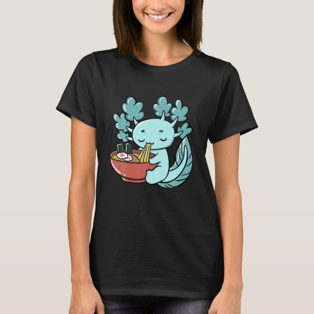 Niedlich Kawaii Anime Axolotl Japanisch Ramen Nood T-Shirt (Vorderseite)