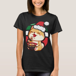 Niedlich Kawaii Anime Shiba Inu Dog Eating Ramen C T-Shirt
