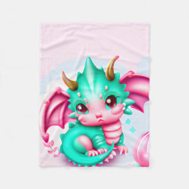 Niedlich Kawaii Aquamarin und Pink Baby Dragon Fleecedecke