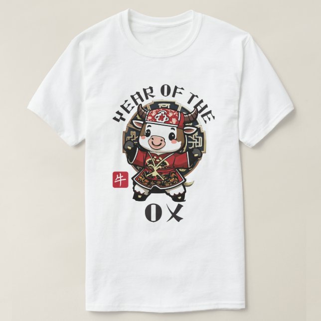 Niedlich Kawaii Asiatischer Ox Zodiac Lunar Jahr T-Shirt (Design vorne)