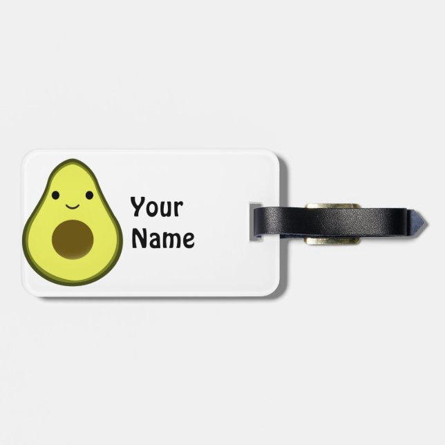 Niedlich Kawaii Avocado Gepäckanhänger (Rückseite horizontal)