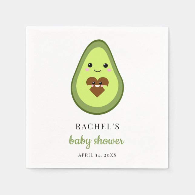 Niedlich Kawaii Avocado Pregnant Baby Shower Fiest Serviette (Vorderseite)