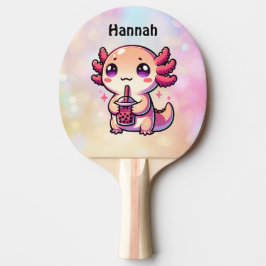 Niedlich Kawaii Axolotl mit Bubble Tee Personalisi Tischtennis Schläger