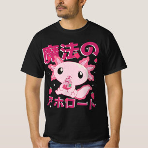 Niedlich Kawaii Axolotl Strawberry Milk Shake Japa T-Shirt