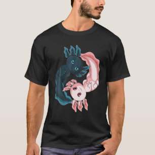 Niedlich Kawaii Axolotl Yin Yang für Mädchen Junge T-Shirt