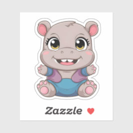 Niedlich Kawaii Baby Hippo Adorable Animal Aufkleber